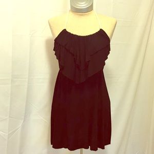 Black Halter Ruffle Top Summer Dress